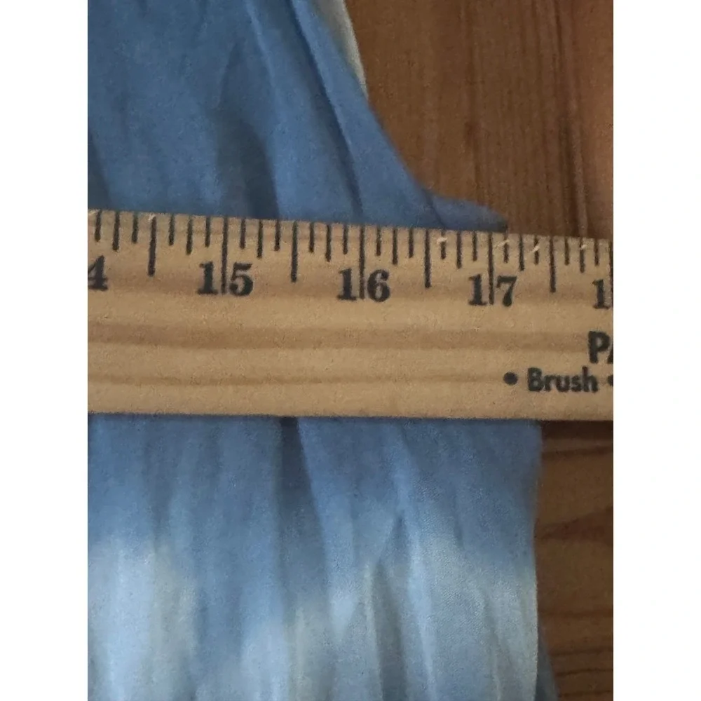 Elena Baldi Maxi Dress XS Blue Tie Dye Silk Blend Tiered Boho Coastal‎